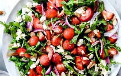 Watermelon, Strawberry & Arugula Salad
