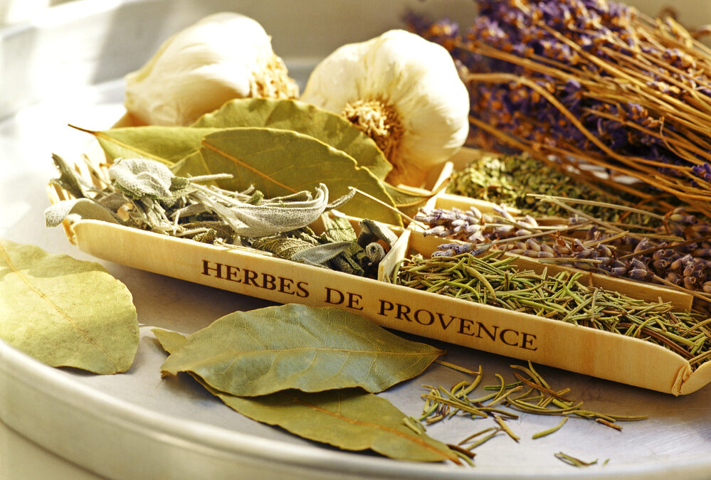 box of dried herbs de provence herbs
